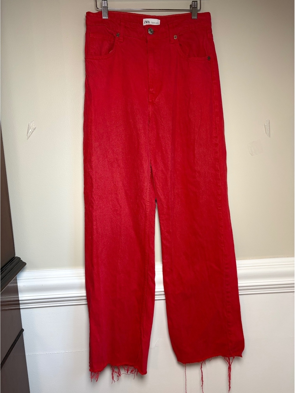 Zara Red Baggy Jeans 8